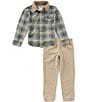 Levi's® Little Boys Long Sleeve Plaid Shirt & Jogger 2-Piece Set - Image 1
