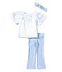 Levi's Levi's® Little Girls Flutter-Sleeve Logo Top & Flare-Leg Leggings Set, Color:Natural - Image 1
