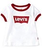Color:White - Image 1 - Levi's® Little Girls 2T-6X Short-Sleeve Batwing Ringer T-Shirt