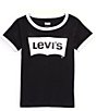 Color:Black - Image 1 - Levi's® Little Girls 2T-6X Short-Sleeve Batwing Ringer T-Shirt