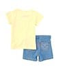 Color:Golden Haze - Image 2 - Levi's® Little Girls 2T-6X Short Sleeve Graphic Fruit T-Shirt & Shorts Set