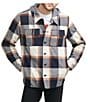 Color:Navy Brown Putty - Image 1 - Levi's® Faux-Sherpa Lined Plaid Shirt Jacket
