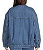 Color:Light Indigo Worn In - Image 2 - Levi's® Plus Size H2'22 Baggy Trucker Point Collar Long Sleeve Denim Jacket