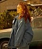 Color:Light Indigo Worn In - Image 4 - Levi's® Plus Size H2'22 Baggy Trucker Point Collar Long Sleeve Denim Jacket