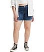 Color:Stop The Confusion - Image 1 - Plus Size Mid-Length Rolled Hem Denim Shorts