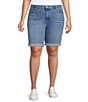 Color:Lapis Ring - Image 1 - Levi's® Plus Size Classic Shaping Rolled Cuff Bermuda Shorts