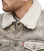 Levi's Levi's® Sherpa Sherpa Zip Front Trucker Jacket, Color:Grey - Image 6