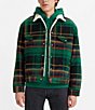 Color:Green Plaid - Image 1 - Levi's® Vintage Plaid Faux Sherpa-Detailed Jacket