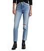 Color:Night Sight - Image 1 - Levi's® Wedgie High Rise Straight Leg Destructed Jeans