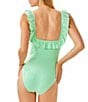 Lilly Pulitzer Aemma Seersucker Stripe Ruffle One Piece Swimsuit, Color:Fauna Green - Image 2