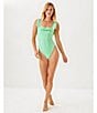 Lilly Pulitzer Aemma Seersucker Stripe Ruffle One Piece Swimsuit, Color:Fauna Green - Image 3