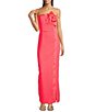 Lilly Pulitzer Anasophia Crepe Strapless Sleeveless Floral Applique Maxi Dress, Color:Cane Coral - Image 1