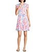 Lilly Pulitzer Arley Sun Sea Sand Print Notch Collar Cap Sleeve Tiered Shirt Dress, Color:Resort White - Image 1