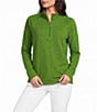 Lilly Pulitzer Ashlee Cabana Slub Terry Knit Mock Neck Long Sleeve Quarter-Zip Pullover - Image 1
