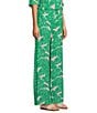 Color:Conch Shell - Image 3 - Bal Harbour Leaf Print Mid Rise Coordinating Wide Leg Plazzo Pants