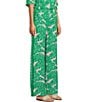 Color:Conch Shell - Image 4 - Bal Harbour Leaf Print Mid Rise Coordinating Wide Leg Plazzo Pants