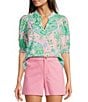 Lilly Pulitzer Brinelle Plumes In Bloom Notch Neck Elbow Puff Sleeve Blouse, Color:Multi - Image 1