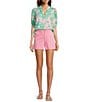 Lilly Pulitzer Brinelle Plumes In Bloom Notch Neck Elbow Puff Sleeve Blouse, Color:Multi - Image 3