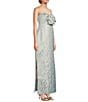 Lilly Pulitzer Carlynn Ditsy Daisy Metallic Brocade Strapless Sleeveless Maxi Dress, Color:Bluette - Image 3