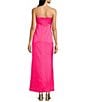 Color:Pink Palms - Image 2 - Carlynn Satin Bow Strapless Side Slit Maxi Dress