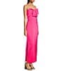 Color:Pink Palms - Image 3 - Carlynn Satin Bow Strapless Side Slit Maxi Dress