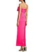 Color:Pink Palms - Image 4 - Carlynn Satin Bow Strapless Side Slit Maxi Dress