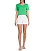Lilly Pulitzer Clairmont Cotton Jersey Round Neck Short Sleeve Ric Rac Trim Top, Color:Fauna Green - Image 3