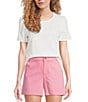 Lilly Pulitzer Clairmont Knit Round Neck Short Sleeve Ric Rac Trim Top, Color:Resort White - Image 1