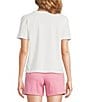 Lilly Pulitzer Clairmont Knit Round Neck Short Sleeve Ric Rac Trim Top, Color:Resort White - Image 2