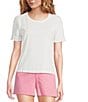 Lilly Pulitzer Clairmont Knit Round Neck Short Sleeve Ric Rac Trim Top, Color:Resort White - Image 4