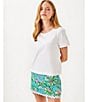Lilly Pulitzer Clairmont Knit Round Neck Short Sleeve Ric Rac Trim Top, Color:Resort White - Image 6
