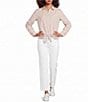 Lilly Pulitzer Cotton Poplin Notch Collar Long Sleeve Button Tie-Front Shirt - Image 3