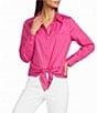 Lilly Pulitzer Cotton Poplin Notch Collar Long Sleeve Button Tie-Front Shirt - Image 1