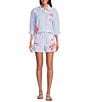 Lilly Pulitzer Croix Jacaranda Blue Brach Day Embroidered Secret Stripe Drawstring Elastic Waist Coordinating Shorts, Color:Jacaranda - Image 3