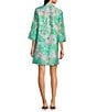 Lilly Pulitzer Daphnie Plumes In Bloom Linen Blend Print Collar Neck 3/4 Bell Sleeve Tunic Dress, Color:Multi - Image 2
