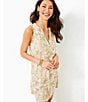 Lilly Pulitzer Dev Pima Cotton Knit Palm Beach Print Split V-Neck Sleeveless Sheath Dress, Color:Sand Bar - Image 4