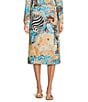 Lilly Pulitzer Dustin Coordinating Stretch Poplin Lilys Zoo Print Wrap Midi Skirt, Color:Breezy Aqua - Image 1
