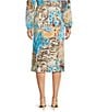Lilly Pulitzer Dustin Coordinating Stretch Poplin Lilys Zoo Print Wrap Midi Skirt, Color:Breezy Aqua - Image 2