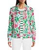 Lilly Pulitzer Eleni UPF 50+ Glowing Gardens Print Point Collar Long Sleeve Zip-Up Jacket, Color:Multi Glowing Gardens - Image 2