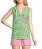 Lilly Pulitzer Elsa Printed Silk V-Neck Sleeveless Blouse, Color:Fauna Green - Image 1