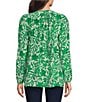 Lilly Pulitzer Elsa Silk Leaf Print V-Neck Button Front Bracelet Sleeve Top, Color:Fiddle Leaf - Image 2