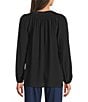 Lilly Pulitzer Elsa Silk Notch Neck Long Sleeve Half Button Top, Color:Noir - Image 2