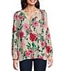 Lilly Pulitzer Elsa Silk Printed V-Neck Bracelet Sleeve Blouse, Color:Coconut - Image 1