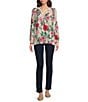Lilly Pulitzer Elsa Silk Printed V-Neck Bracelet Sleeve Blouse, Color:Coconut - Image 3