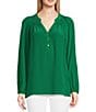 Lilly Pulitzer Elsa Silk V-Neck Bracelet Sleeve Top, Color:Fiddle Leaf - Image 1