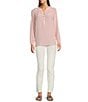 Lilly Pulitzer Elsa Silk V-Neck Bracelet Sleeve Top, Color:Pink Muse - Image 3