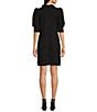 Lilly Pulitzer Elsey Pucker Jacquard Split V-Neck Elbow Sleeve Shift Dress, Color:Noir - Image 2
