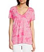 Lilly Pulitzer Etta Knit Anniversary Toile Print V-Neck Short Sleeve Tee,Specials : American Fashion Style Bags On Sale
