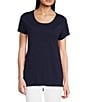 Lilly Pulitzer Etta Knit Scoop Neck Short Sleeve Tee Shirt, Color:True Navy - Image 1