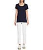 Lilly Pulitzer Etta Knit Scoop Neck Short Sleeve Tee Shirt, Color:True Navy - Image 3
